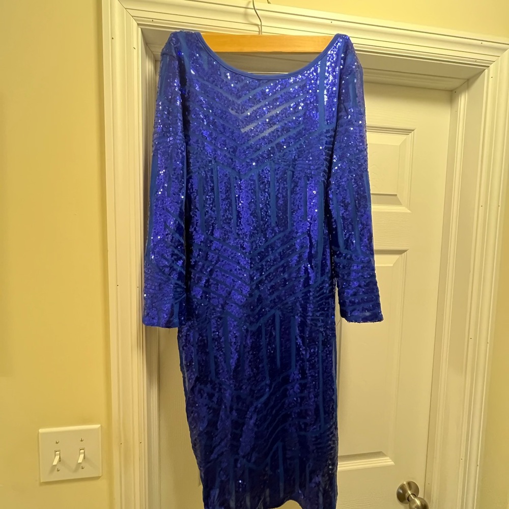 Royal blue sequin cocktail dress
